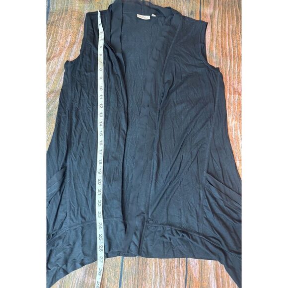 LOGO Lori Goldstein Black Open Front Sleeveless Vest Sz‎ XS Cardigan Women - Picture 6 of 7